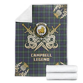 Campbell Argyll Modern Tartan Gold Courage Symbol Blanket